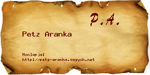Petz Aranka névjegykártya